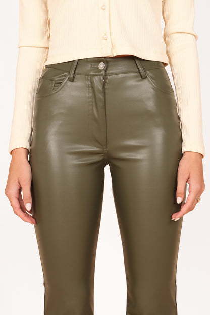 Ashley Faux Leather Pants - Olive