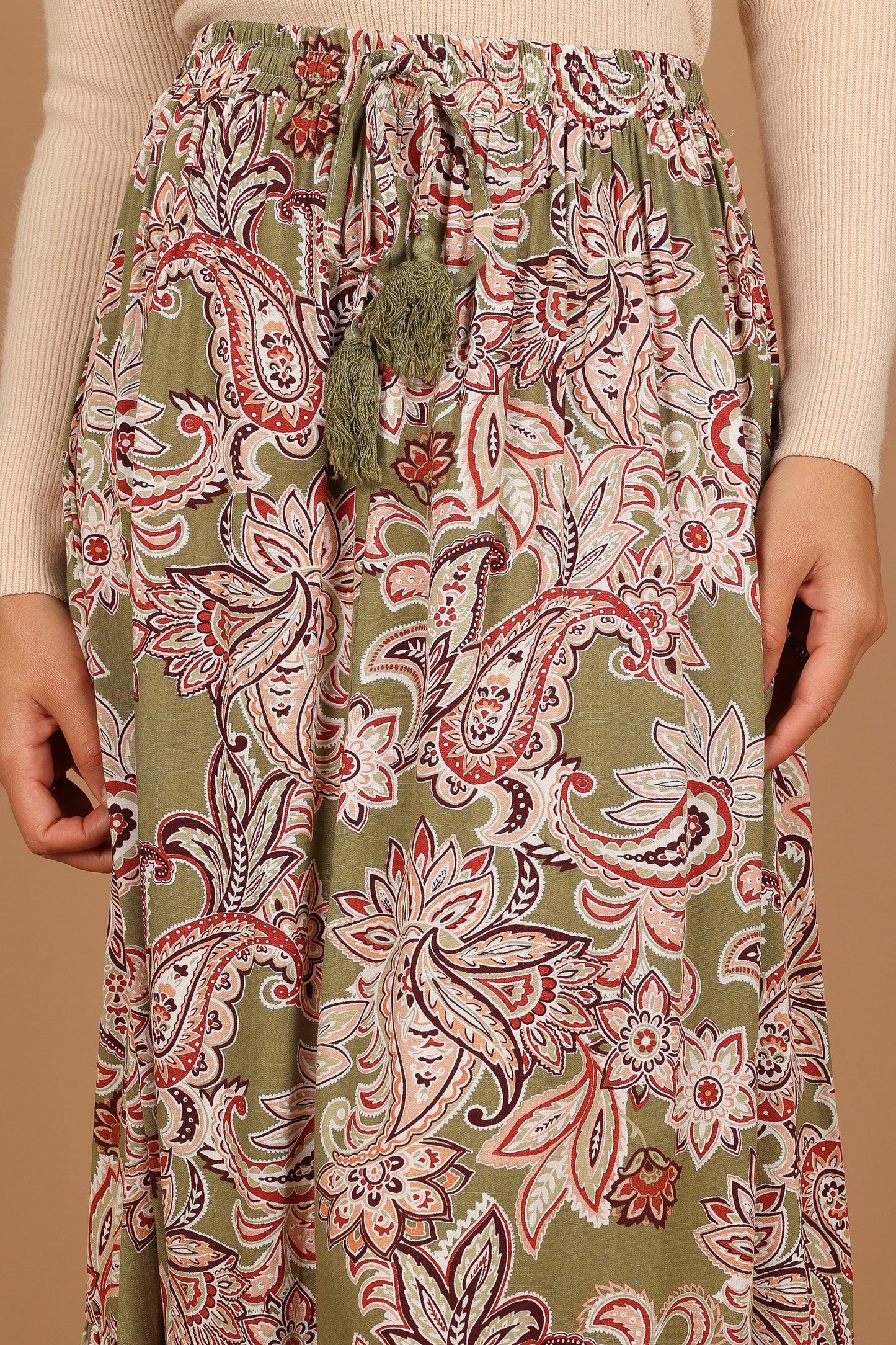 Katherine Skirt - Olive Paisley