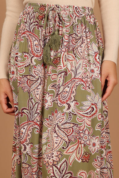 Katherine Skirt - Olive Paisley