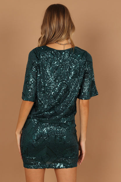 Lana Sequin Mini Skirt - Hunter Green
