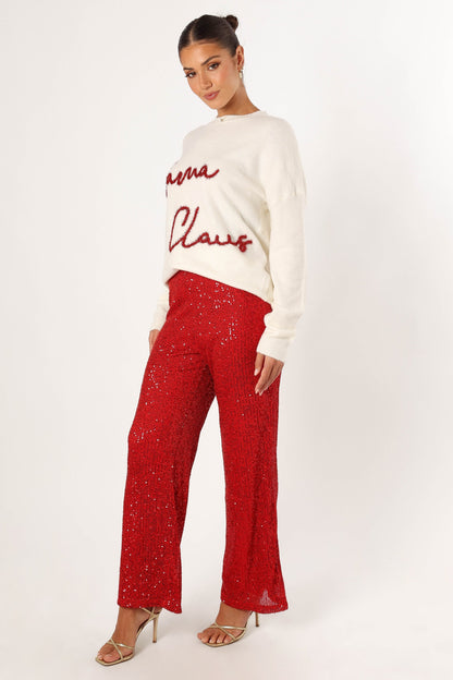 Lilianna Sequin Flare Pant - Red