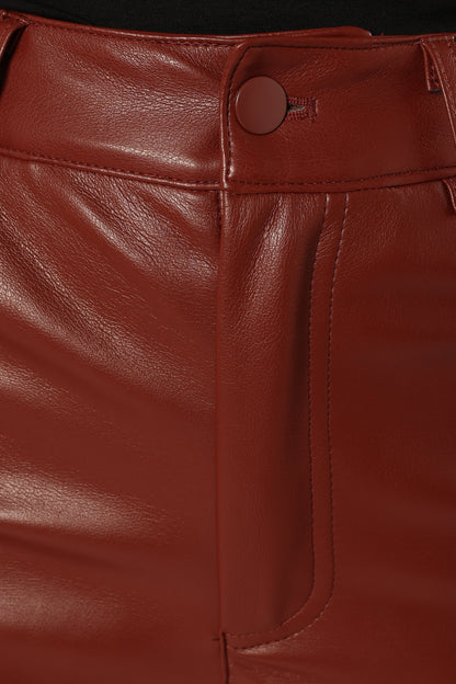 Maverick Vegan Leather Pants - Merlot