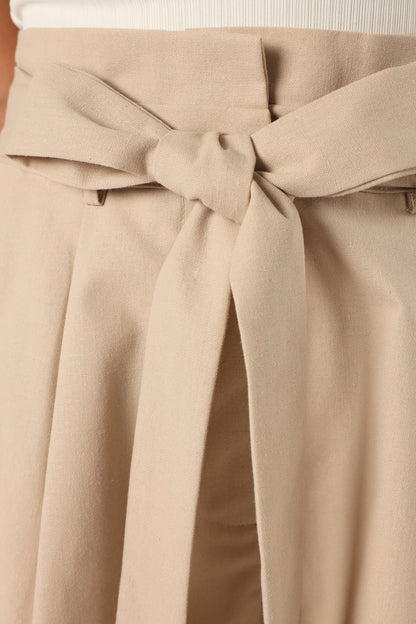 Maya High Waisted Paperbag Shorts - Beige