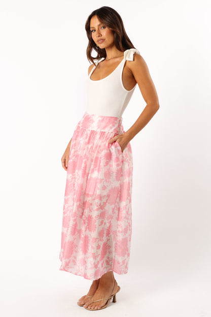 Miami Maxi Skirt - Pink Floral