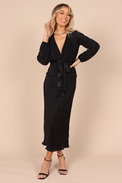 Minelli Pleat Midi Skirt - Black