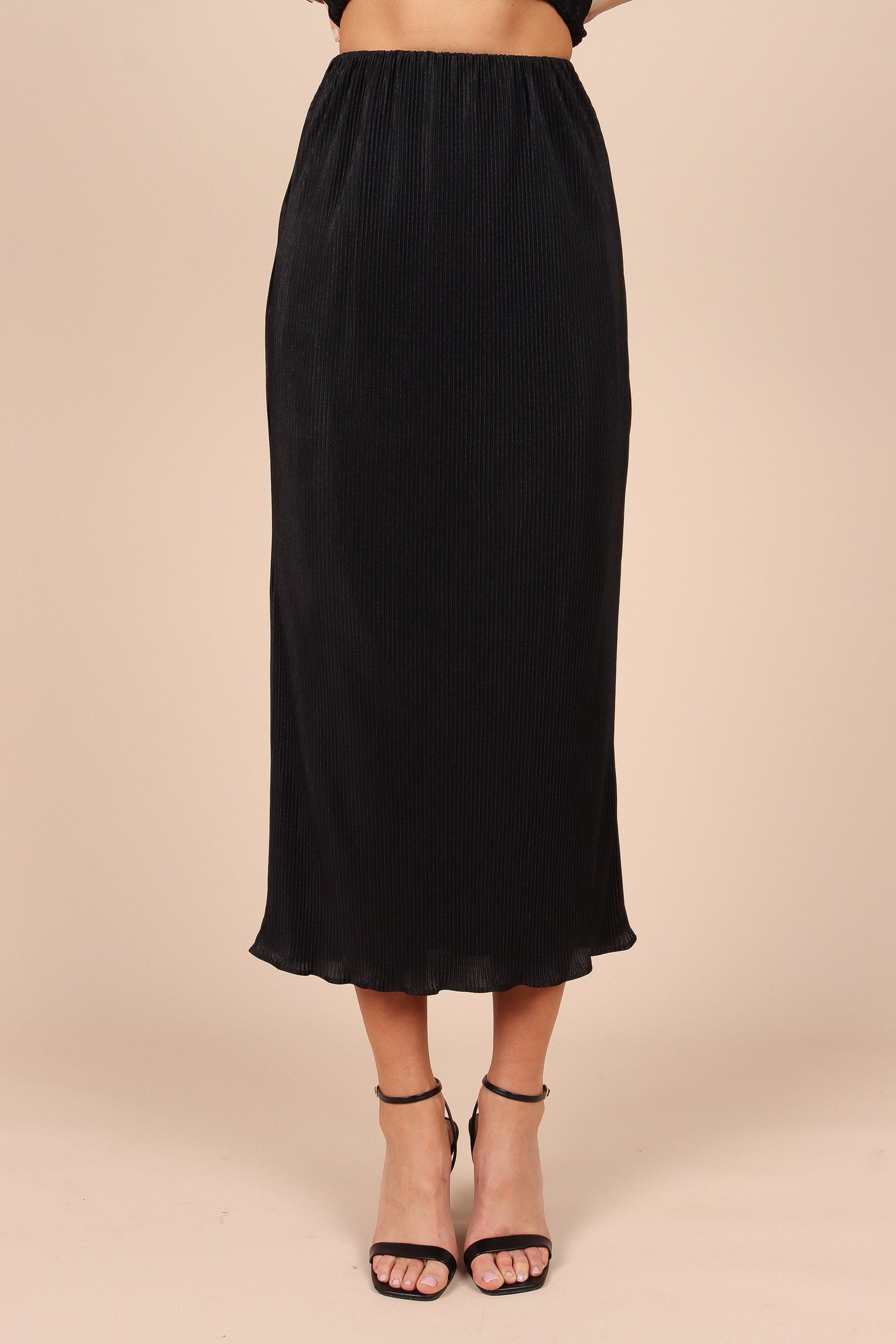 Minelli Pleat Midi Skirt - Black
