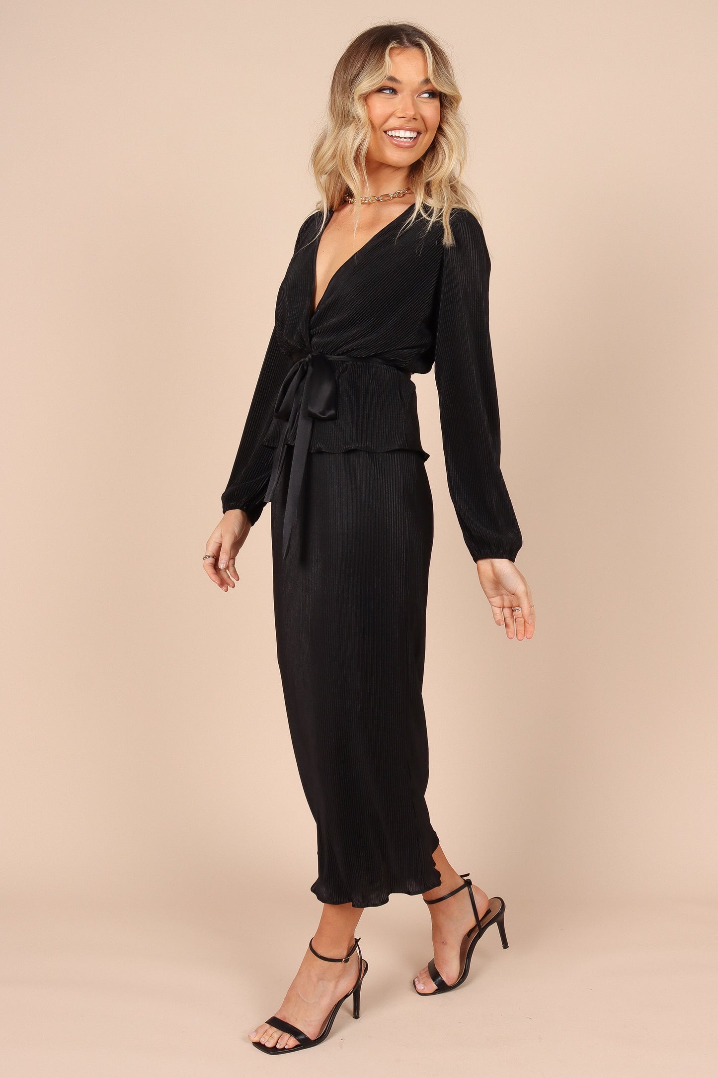 Minelli Pleat Midi Skirt - Black