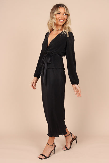 Minelli Pleat Midi Skirt - Black