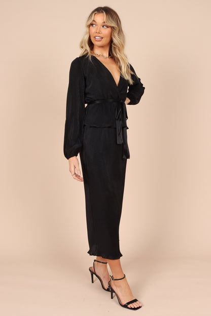 Minelli Pleat Midi Skirt - Black