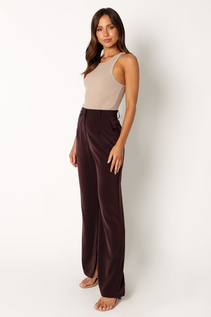Neveah Silky Wide Leg Trousers - Merlot