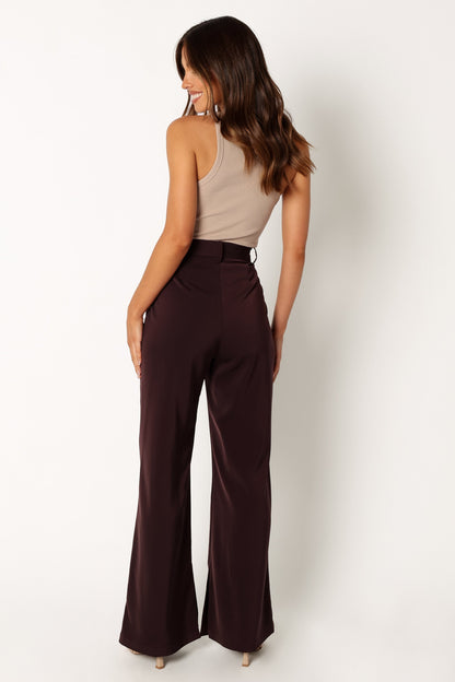 Neveah Silky Wide Leg Trousers - Merlot