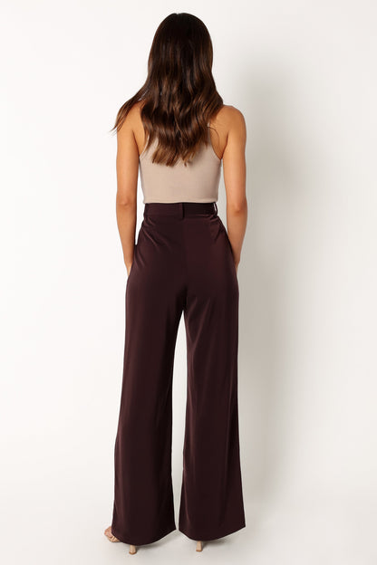 Neveah Silky Wide Leg Trousers - Merlot