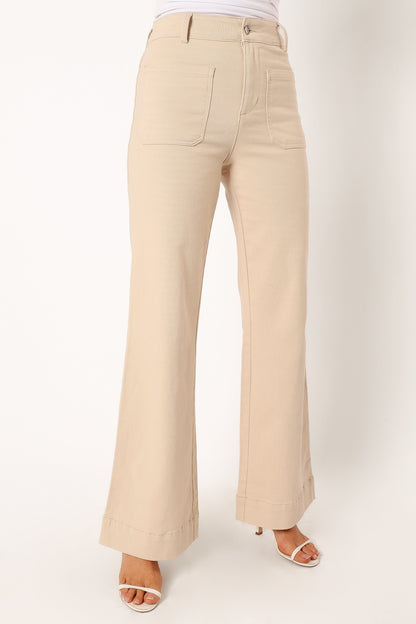 Nico Wide Leg Jean - Beige