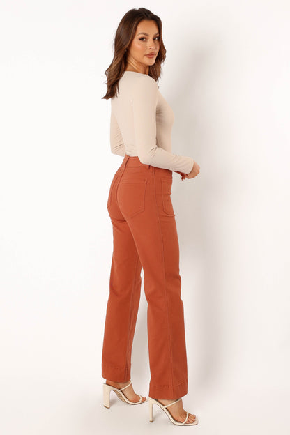 Nico Wide Leg Jean - Tan