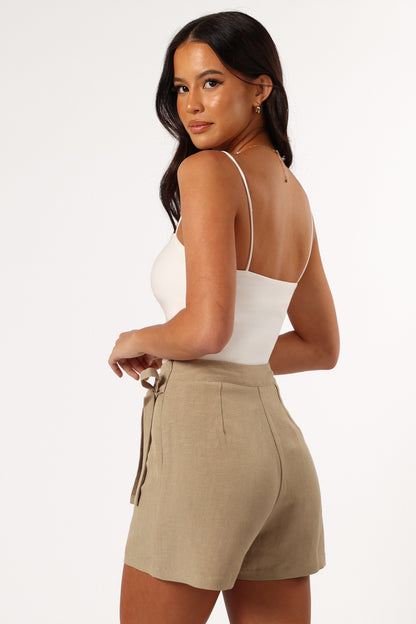 Roxy Faux Wrap Skort - Taupe