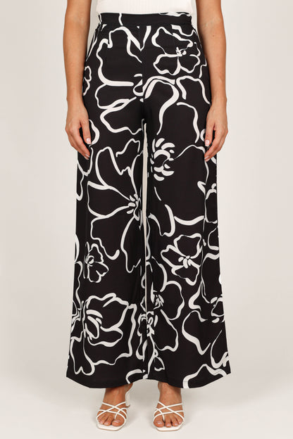 York Pant - White Black Floral