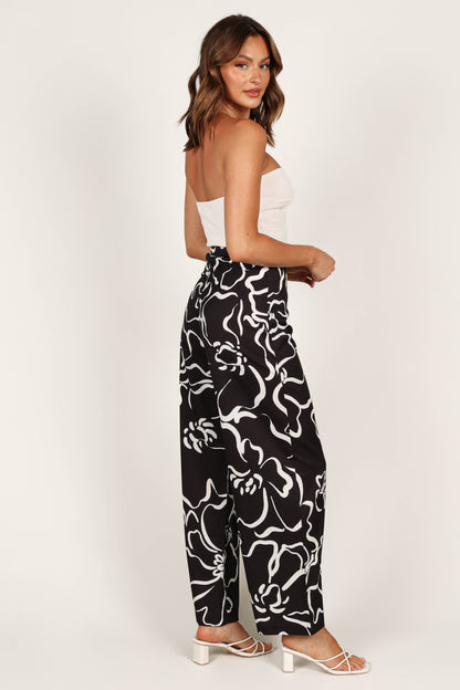 York Pant - White Black Floral