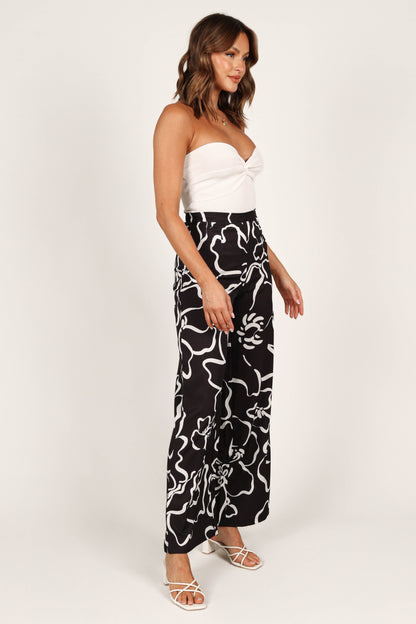 York Pant - White Black Floral
