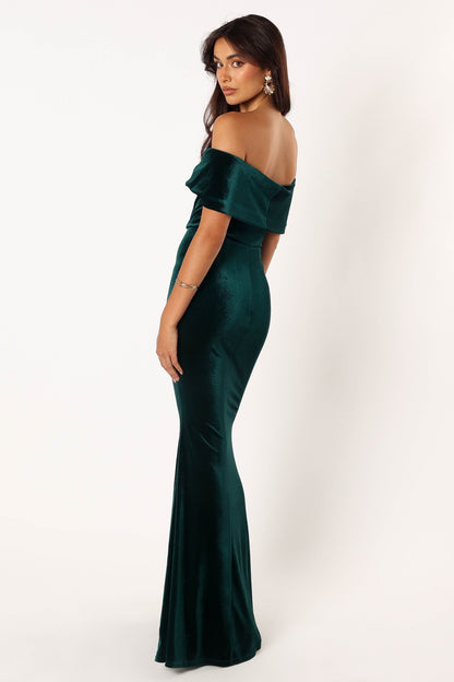 Adair Off Shoulder Maxi Dress - Emerald Green