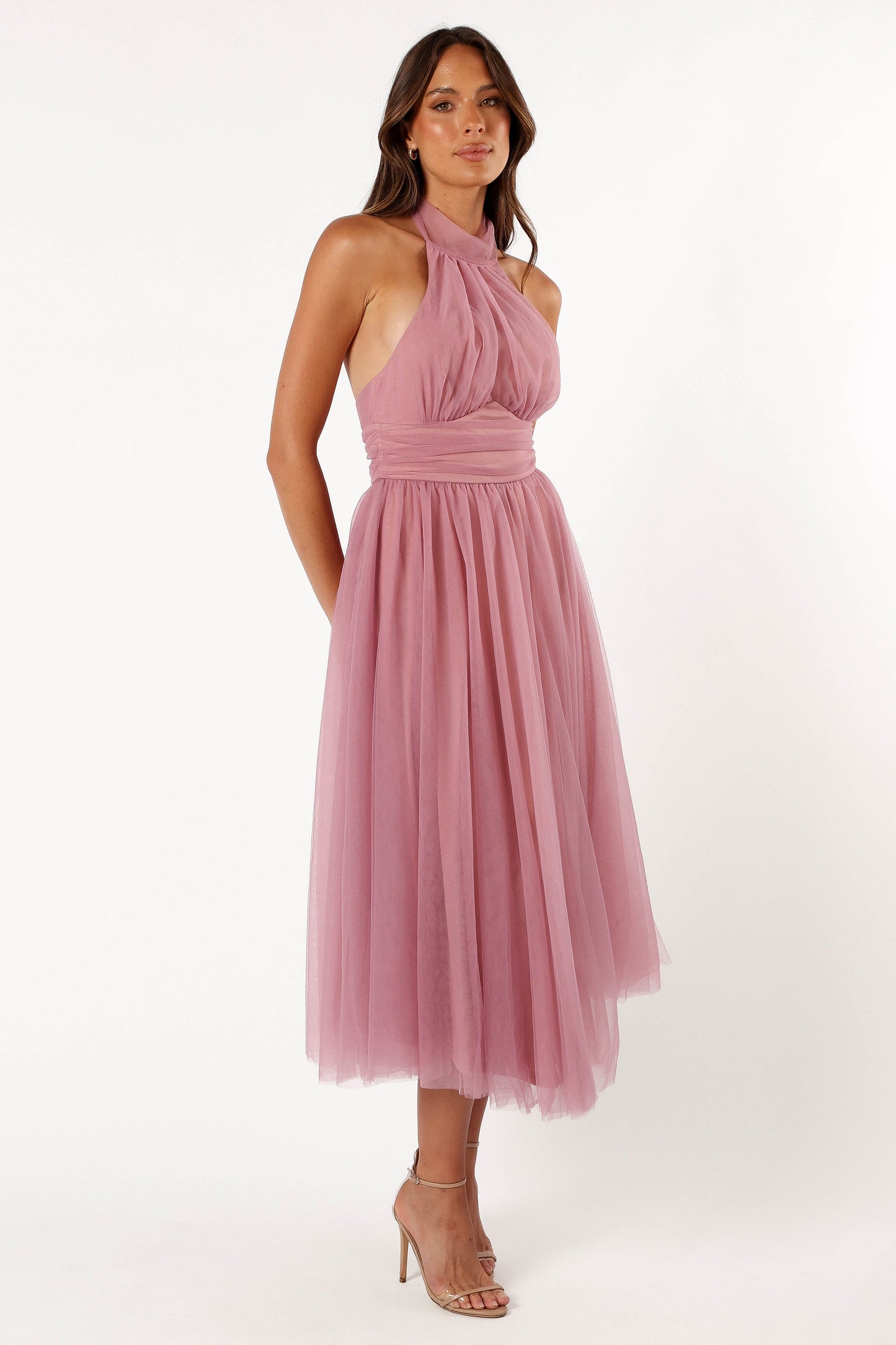 Aletta Halterneck Midi Dress - Pink