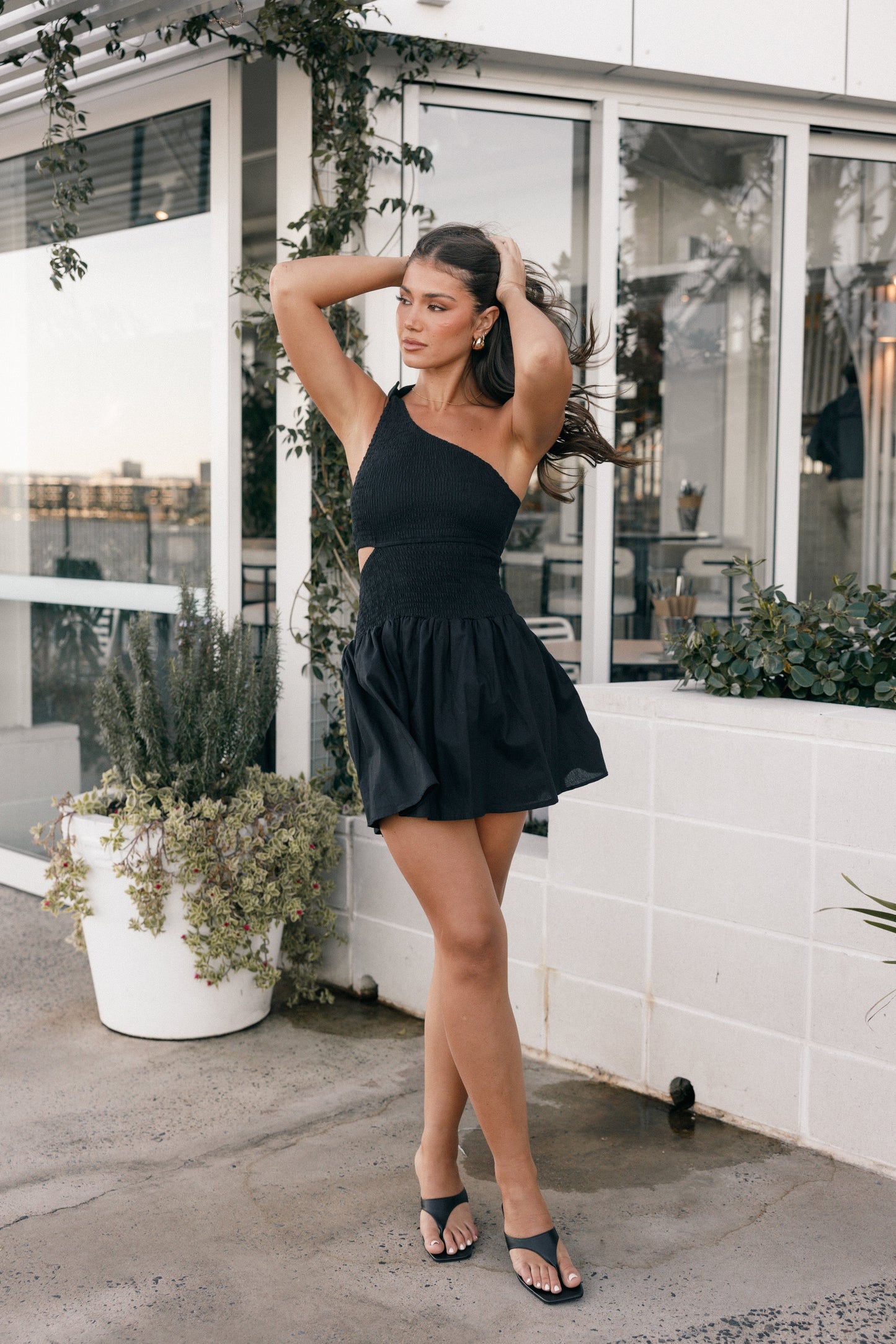 Allison One Shoulder Mini Dress - Black