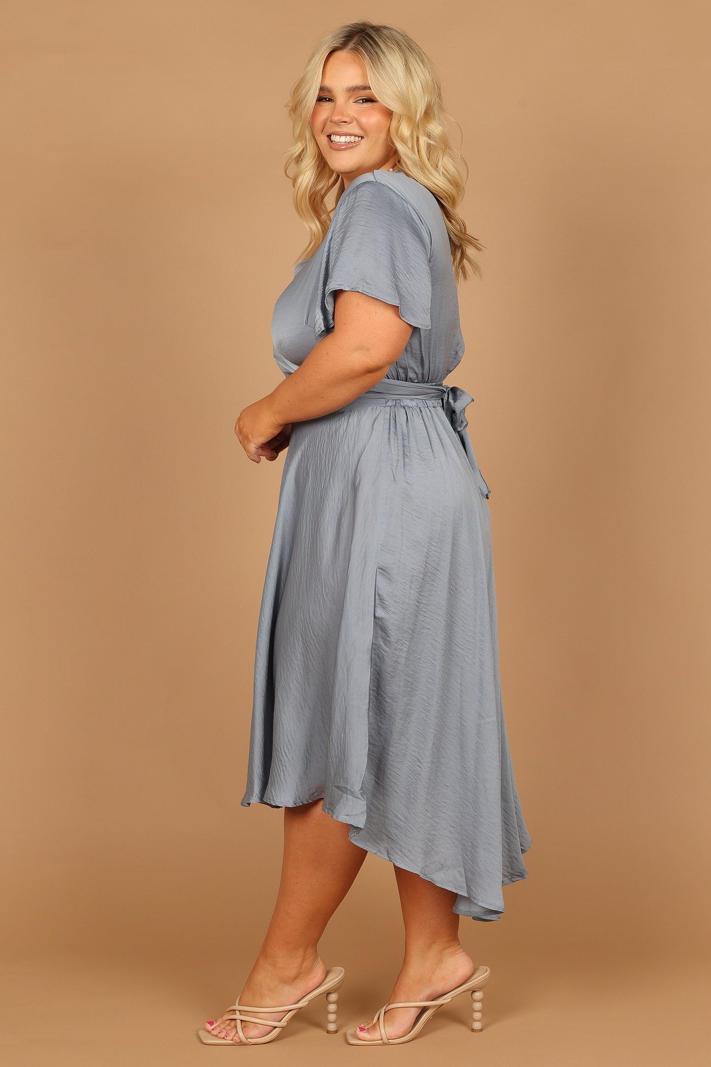 Amanda Hi Lo Tie Front Dress - Blue
