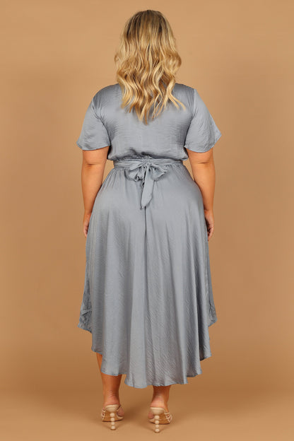 Amanda Hi Lo Tie Front Dress - Blue