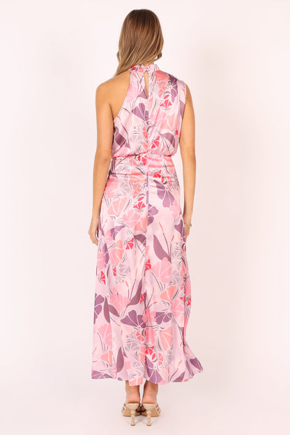 Amelia Halterneck Maxi Dress - Pink Floral