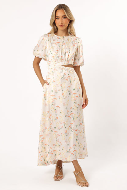 Aminah Puff Sleeve Dress - Yellow Floral
