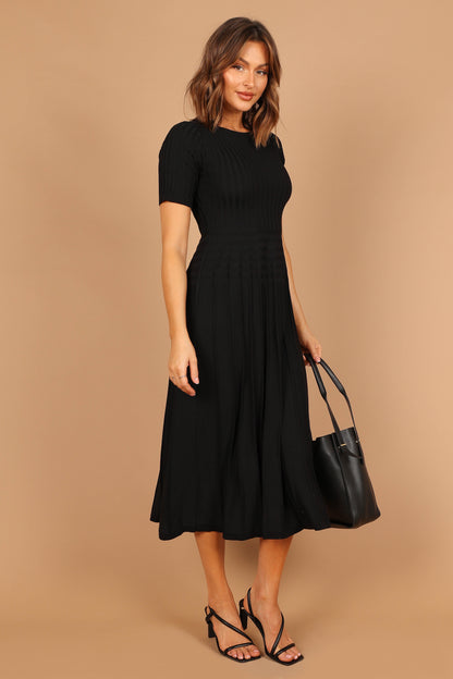 Audrina Knit Midi Dress - Black