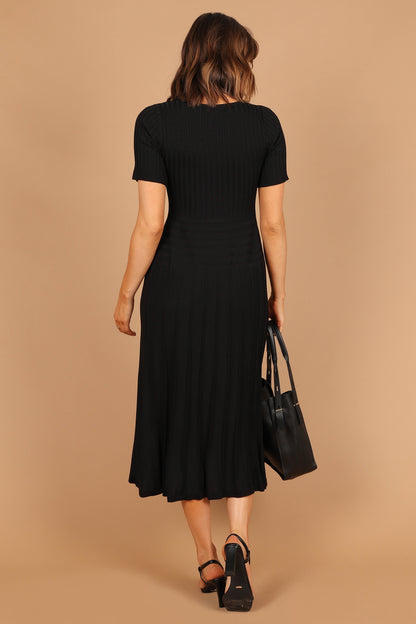 Audrina Knit Midi Dress - Black