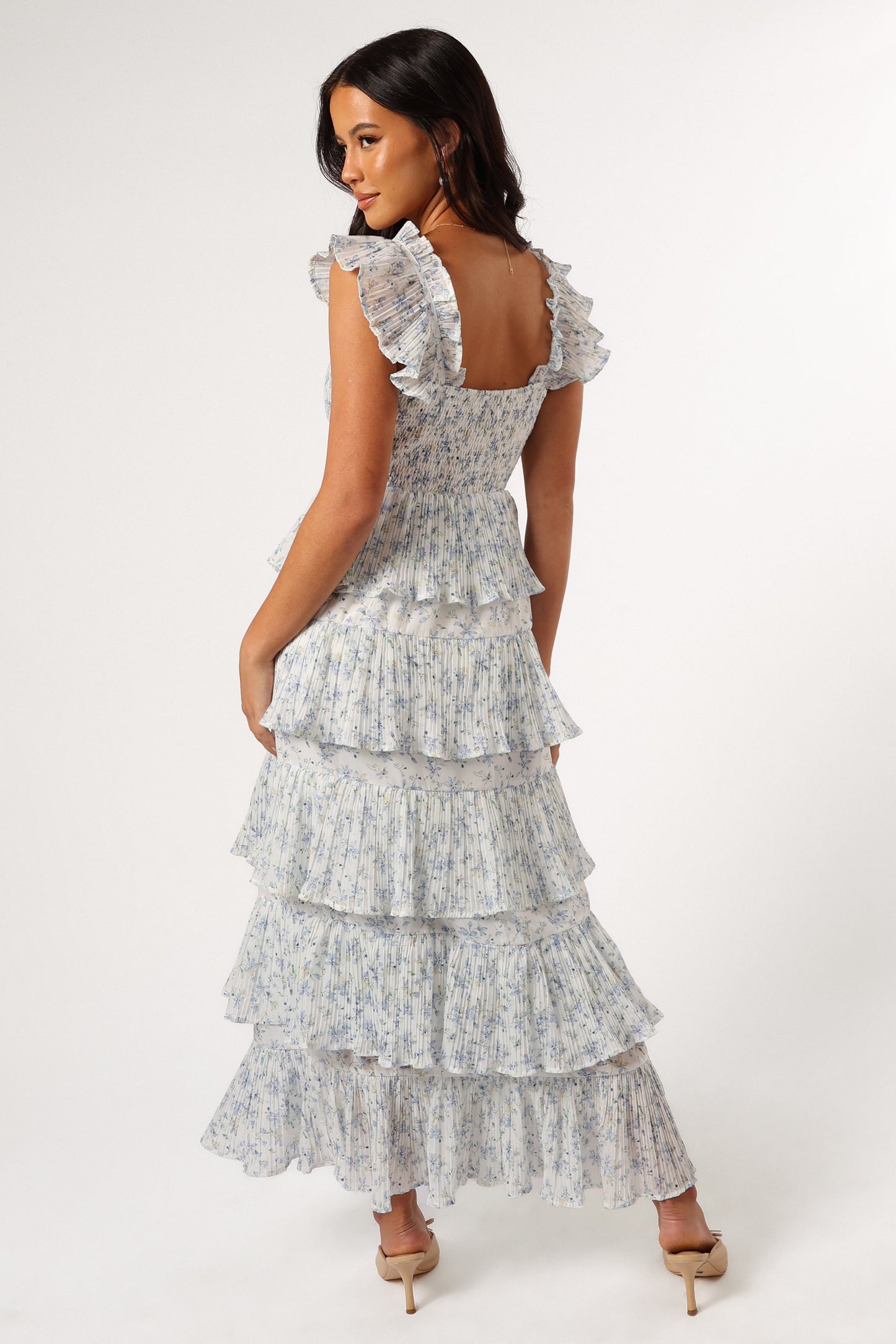 Cayson Midi Ruffle Dress - Cream Lavender