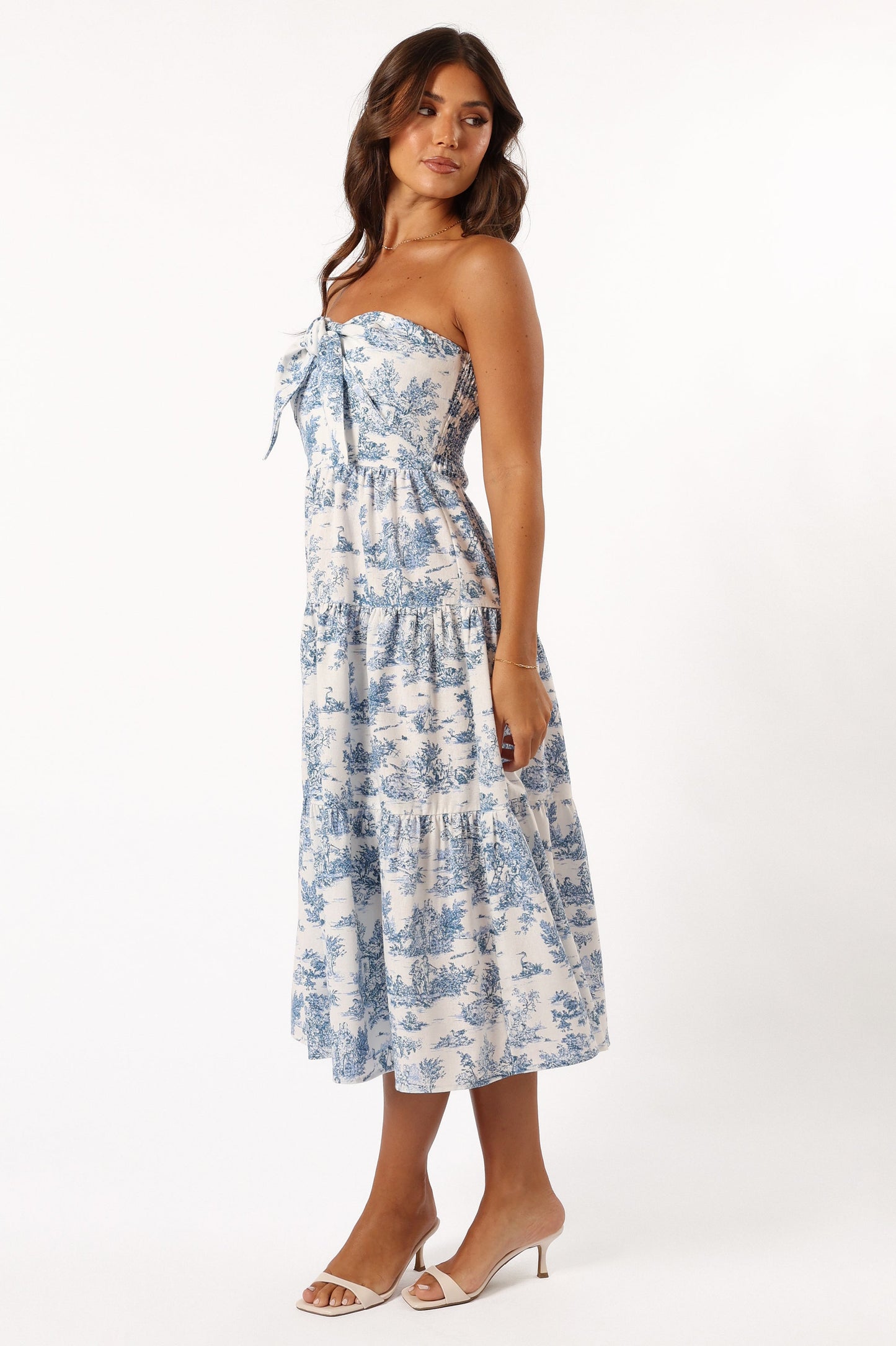 Cherie Bow Front Midi Dress - Blue