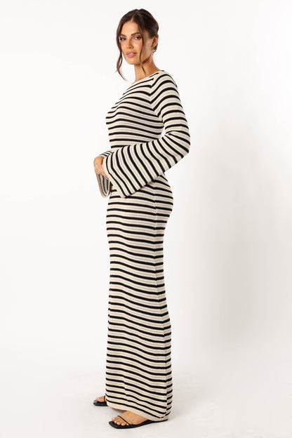 Cherie Knit Maxi Dress - Sand Black