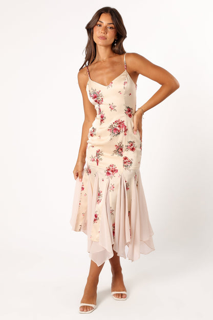 Cinta Midi Dress - Cream Floral