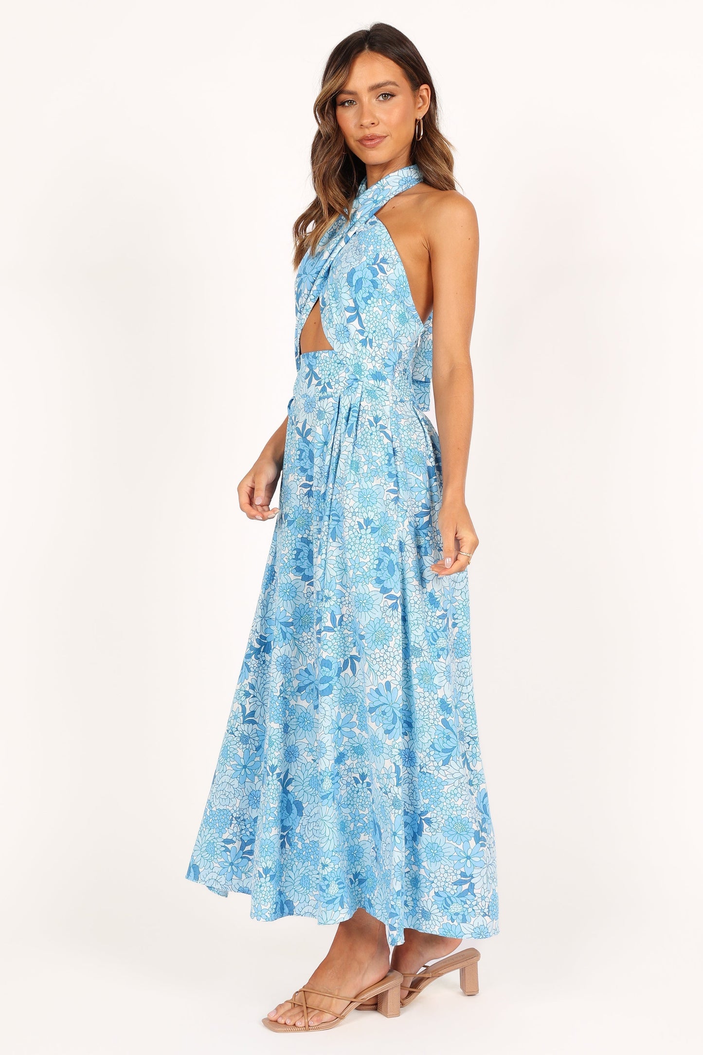 Clover Halterneck Maxi Dress - Blue Floral