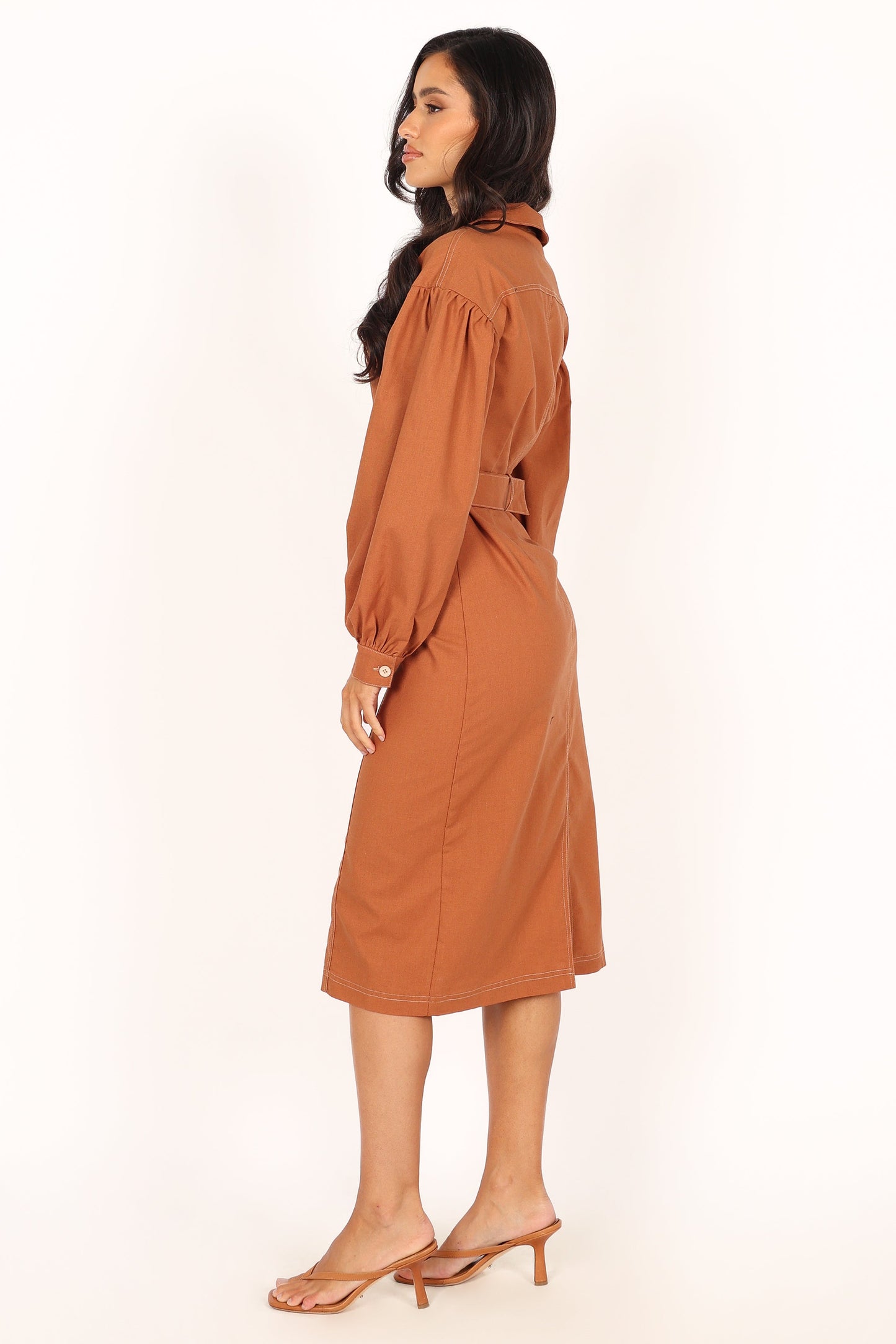 Coco Long Sleeve Midi Dress - Tan
