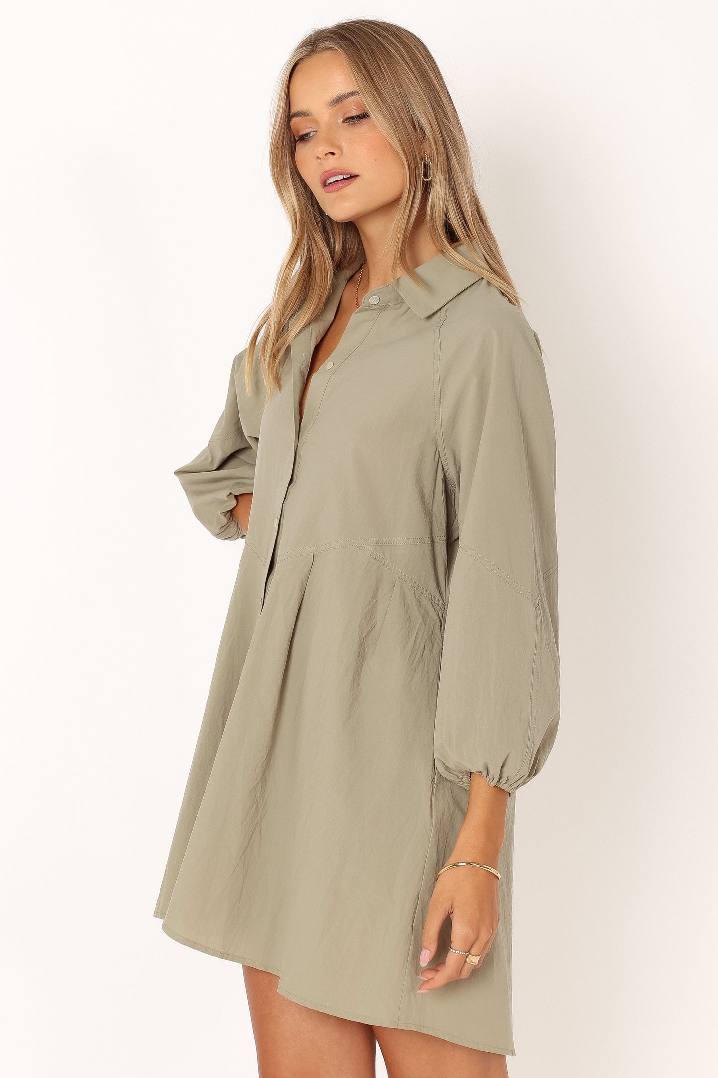 Criselle Long Sleeve Mini Dress - Khaki