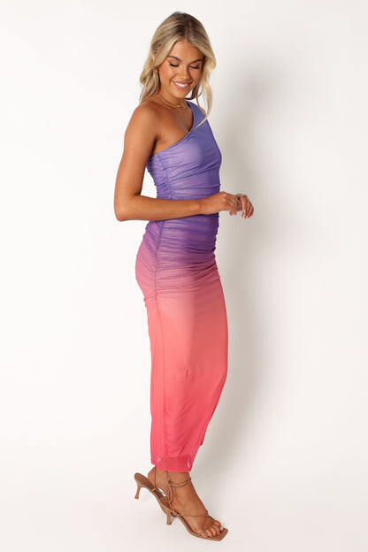 Dakota One Shoulder Midi Dress - Purple Gradient