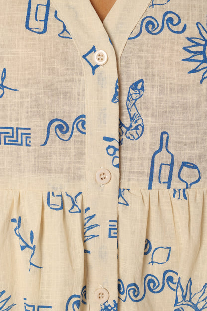 Elias Mini Dress - Beige Blue