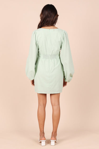 Emilina Long Sleeve Mini Dress - Sage