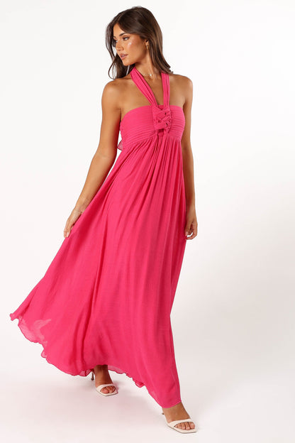 Everdeen Halterneck Maxi Dress - Fuchsia