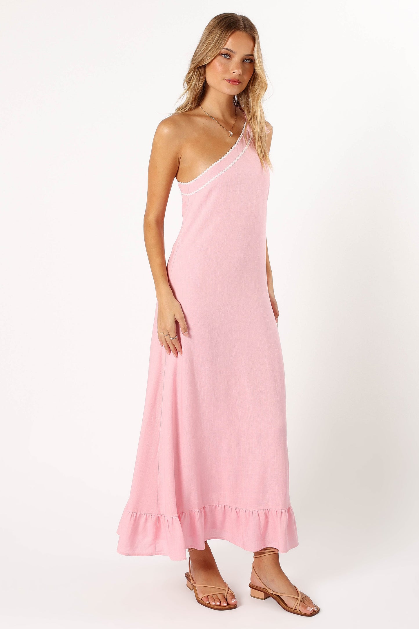 Fleaur One Shoulder Maxi Dress - Pink