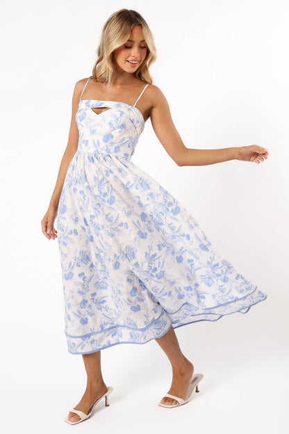 Flora Midi Dress - Blue Floral