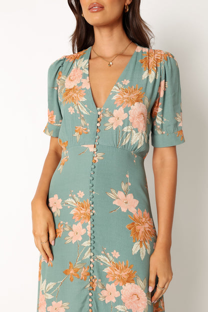 Frampton Midi Dress - Blue Floral