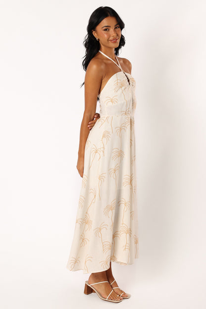 Granger Halterneck Midi Dress - White Print