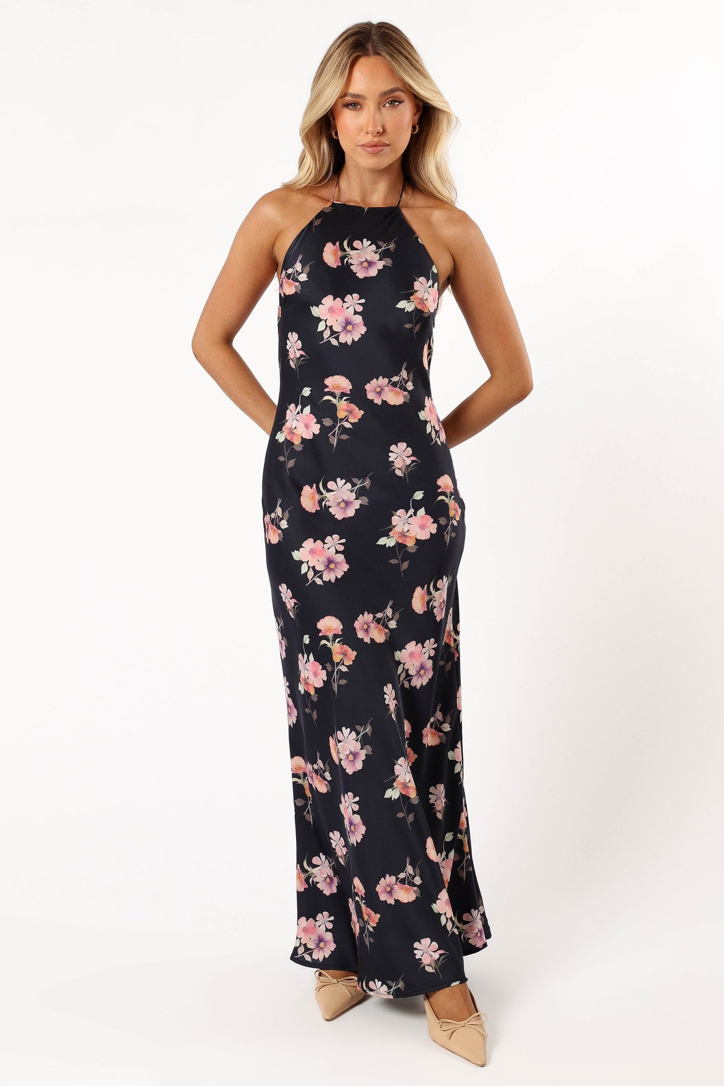 Hadley Halterneck Maxi Dress - Black Floral