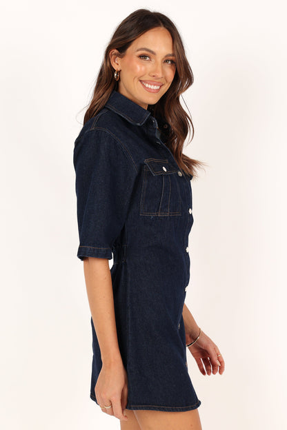 Hailey Denim Mini Dress - Dark Denim