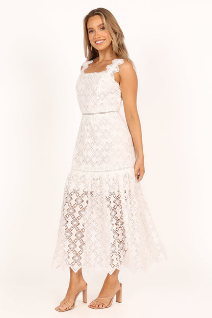 Harper Midi Lace Dress - White
