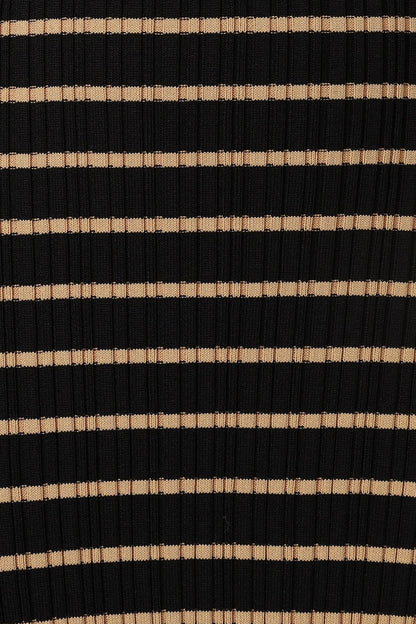 Henry Striped Midi Dress - Black Beige